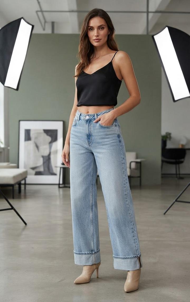 Джинсы ZARA с широкими штанинами