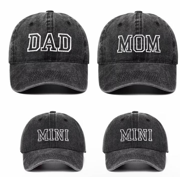 Кепки mom dad mini mini для семьи с 2 детьми