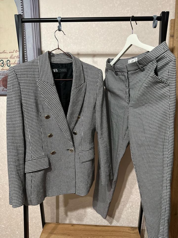 Zara Жакет, юбка и брюки в принт «гусиная лапка»