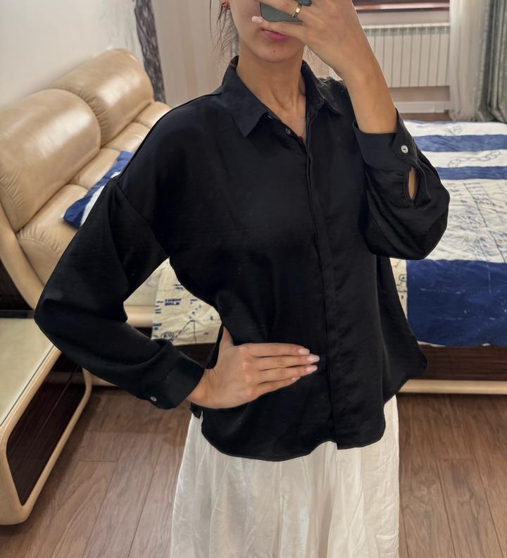 Zara Черная рубашка свободного кроя
