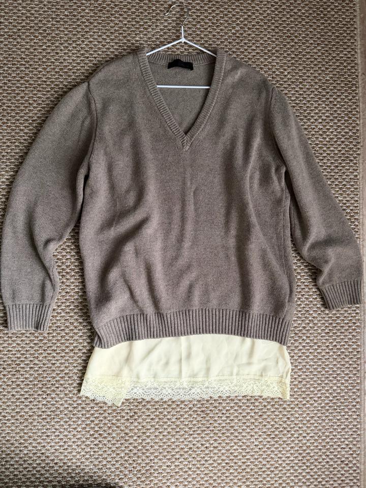 Zara джемпер с топом внизу кружевная отделка S