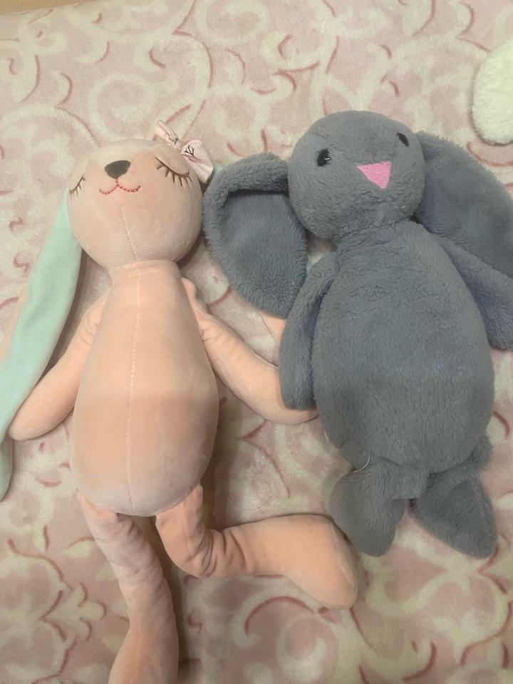 2 игрушки зайчика