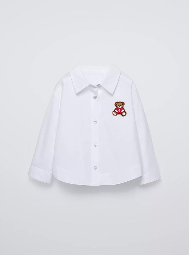 Zara Белая рубашка с нашивкой мишки