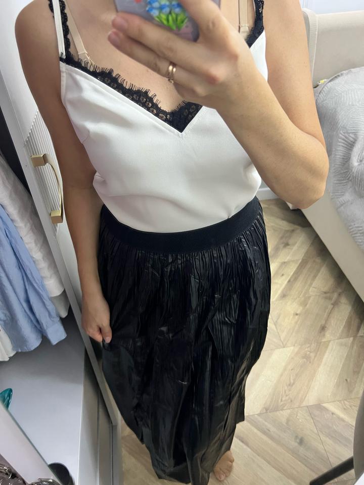 Zara Черная кожаная юбка миди