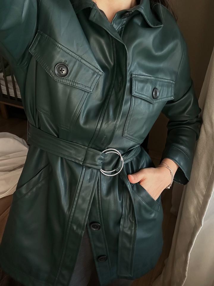 Bershka Удлиненная кожаная куртка