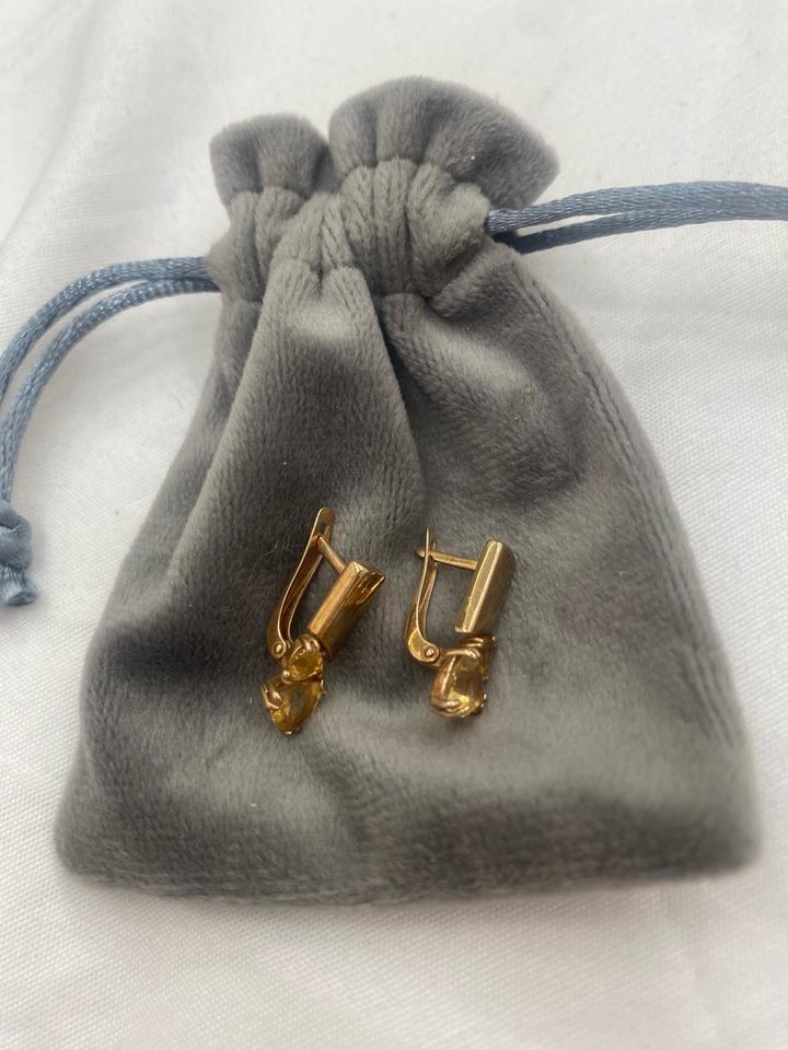 Handmade (ручная работа) Серьги с натуральным цитрином