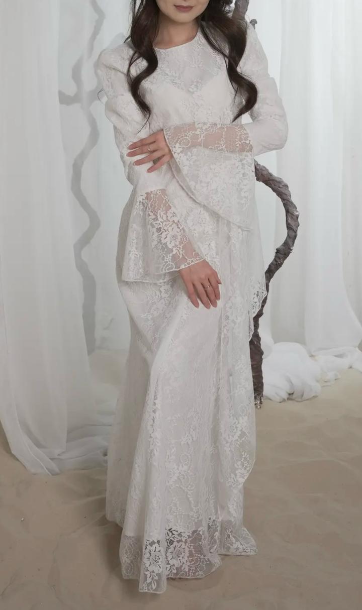 Leely Кружевное белое платье
