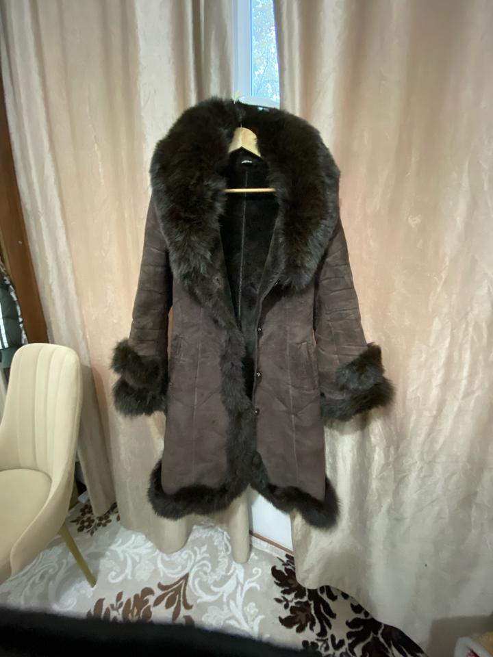 дубленка женская коричневая с мехом