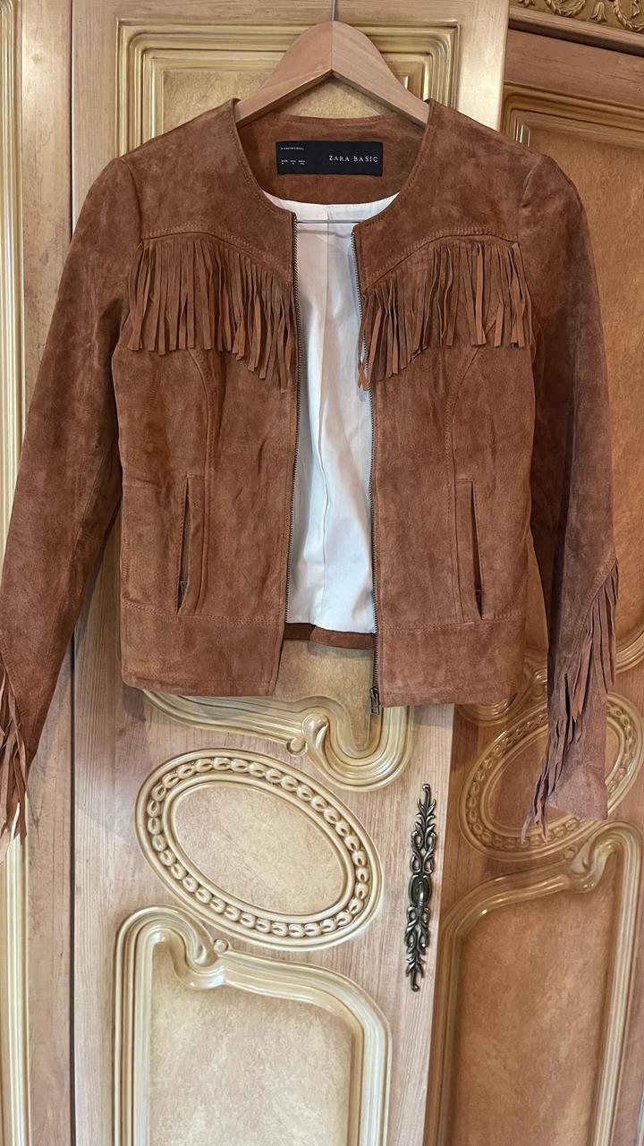 Куртка ZARA BASIC замшевая с бахромой