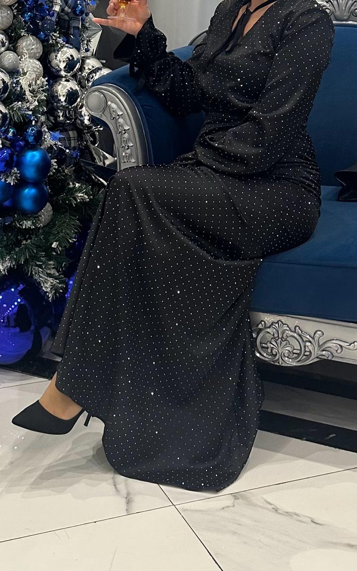 Diali Длинное черное платье в стразах