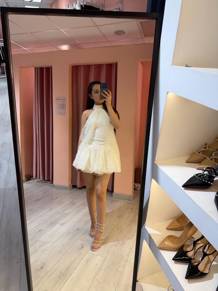 SHOPIFLY платье вечернее мини кружевное белое