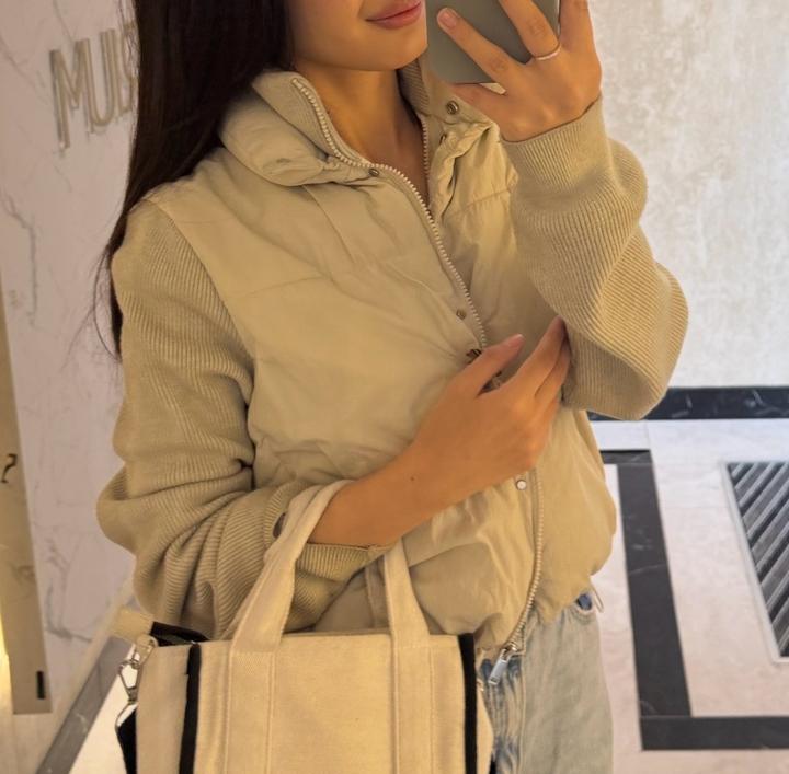Zara Куртка комбинированная с вязаными рукавами