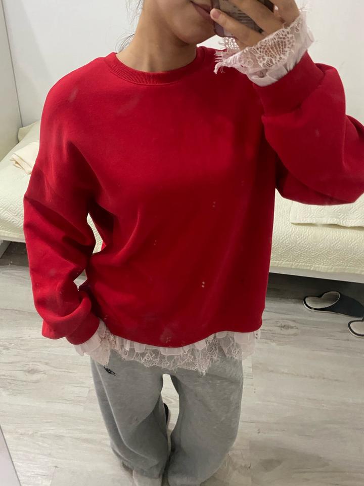 Cozy Casual Свитшот с кружевной отделкой