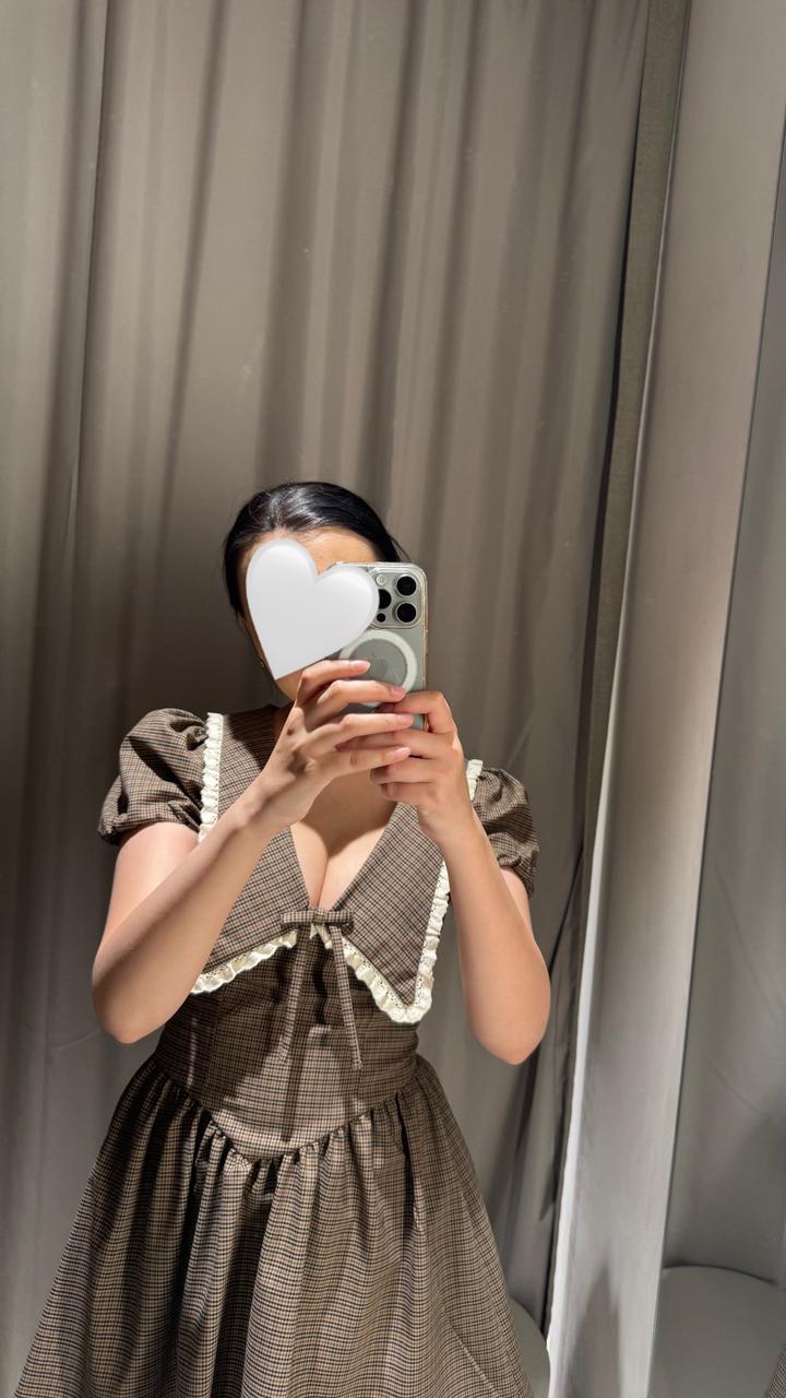 Zara Платье мини в клетку с воротником