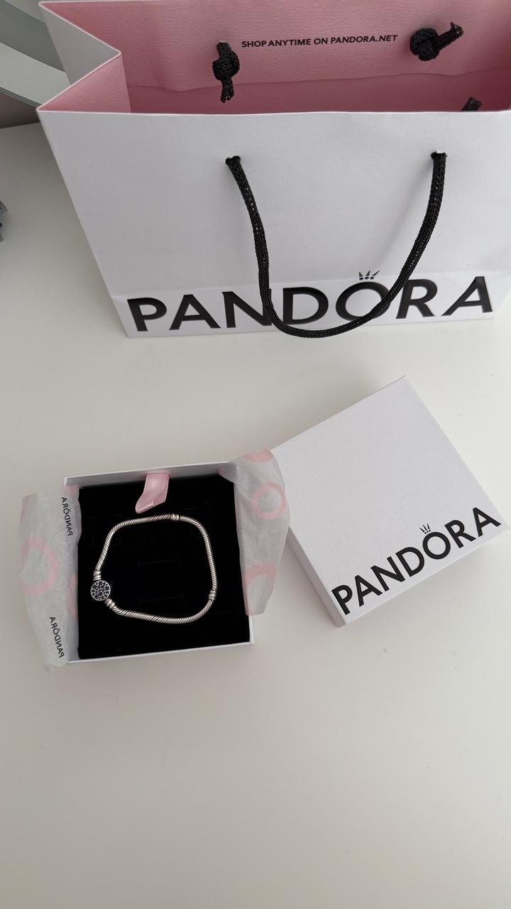 Серебряный браслет Pandora Блестящий синий диск