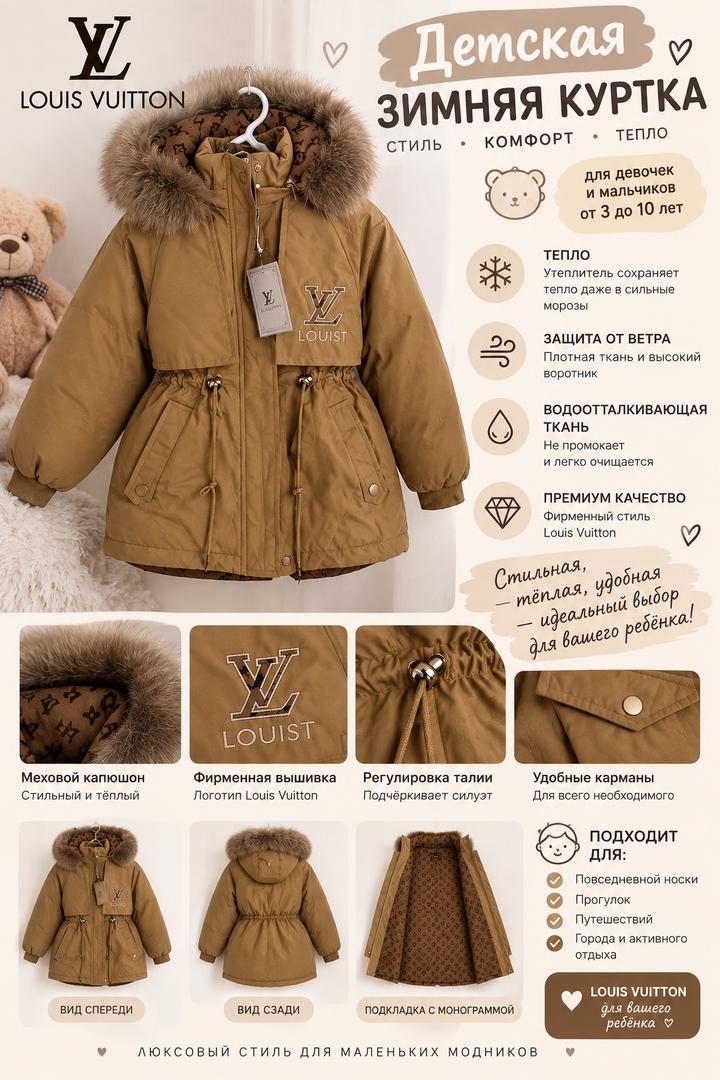 Louis Vuitton Зимняя куртка с меховым капюшоном