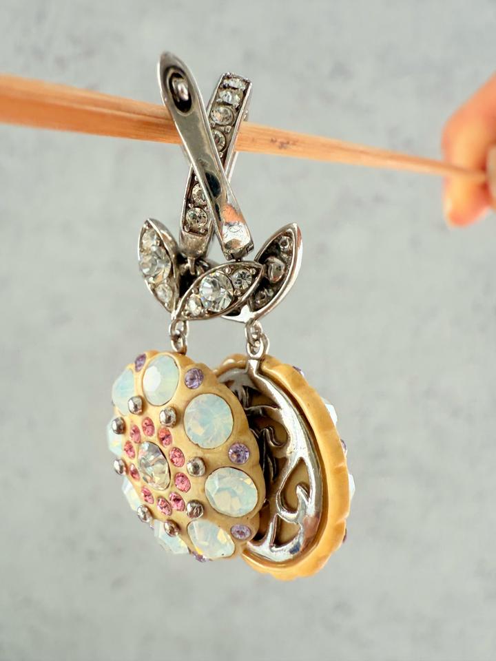 Серьги серебряные с подвесками и стразами swarovski