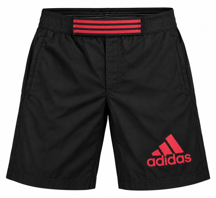 Шорты для MMA Adidas — чёрные с красными логотипами - М размео, новые
