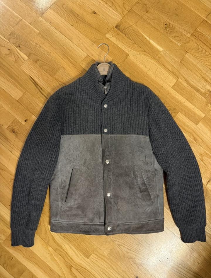 Куртка Brunello Cucinelli из замши и трикотажа