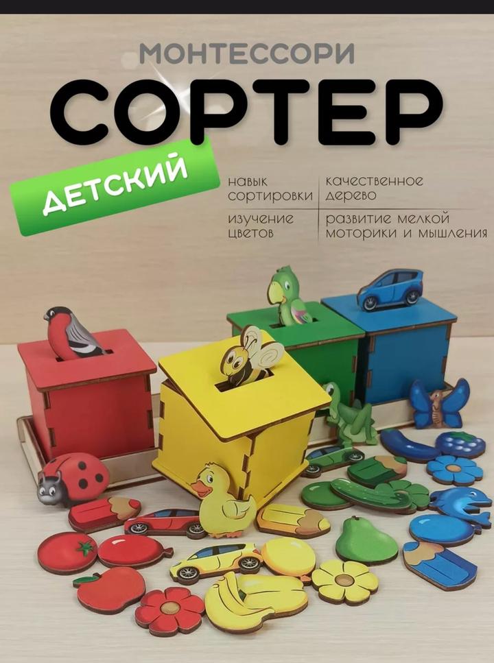 Детский деревянный сортер Монтессори