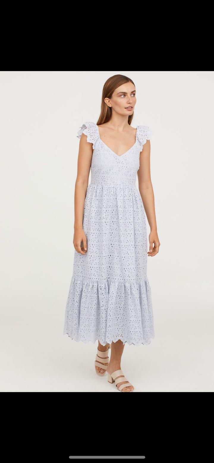 H&M Платье миди с вышивкой hm