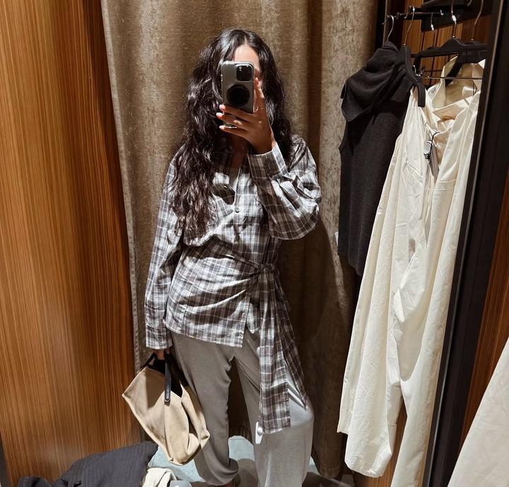 Gaissina Рубашка в клетку с поясом
