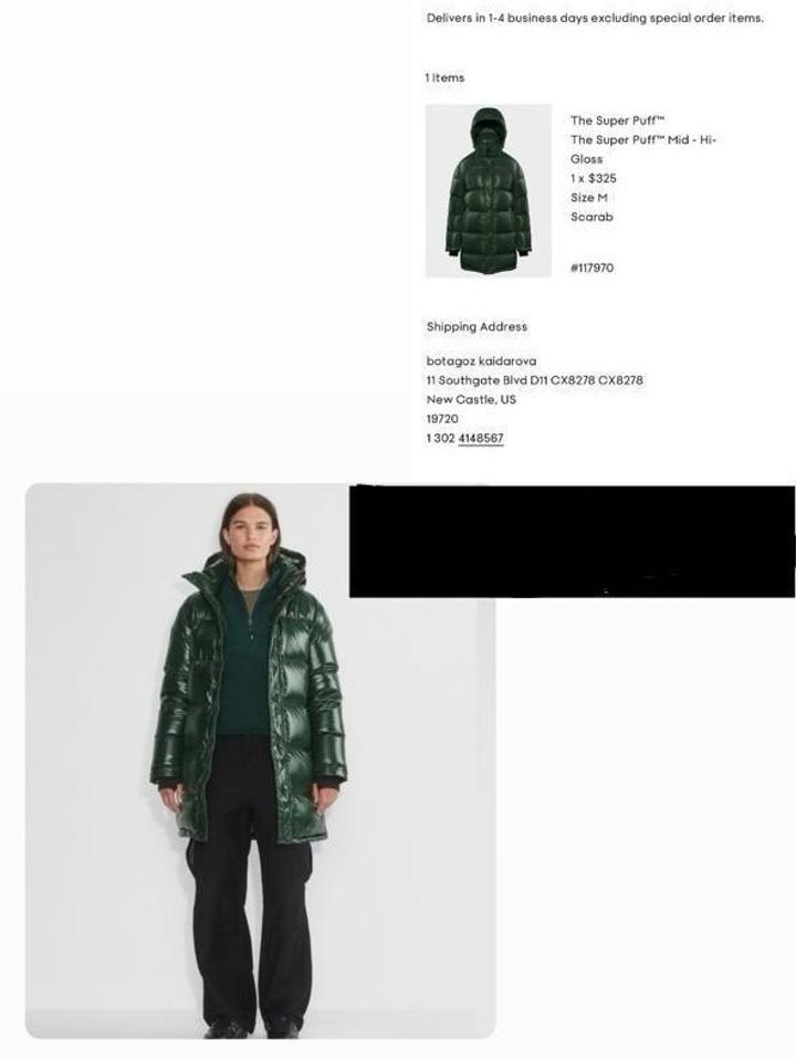 Женский глянцевый пуховик Aritzia The Super Puff Mid