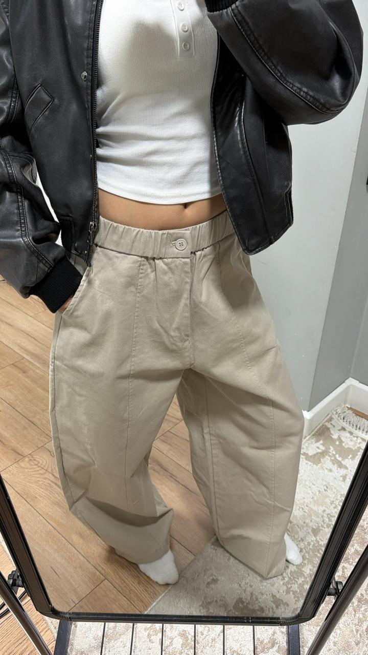 cotton Широкие бежевые брюки