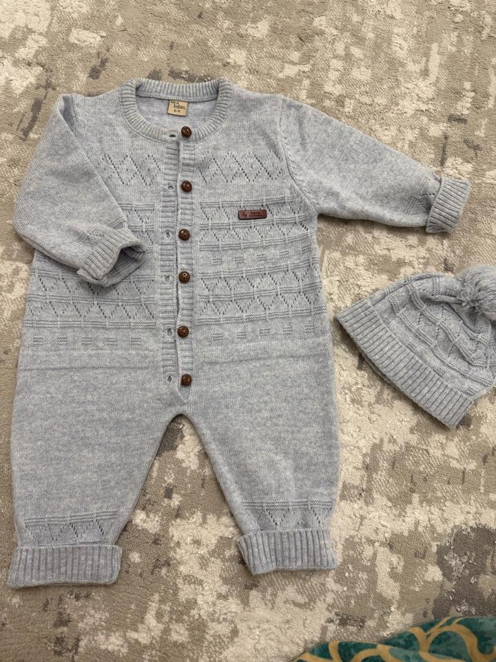 lara babies вязаный комбинезон с шапкой