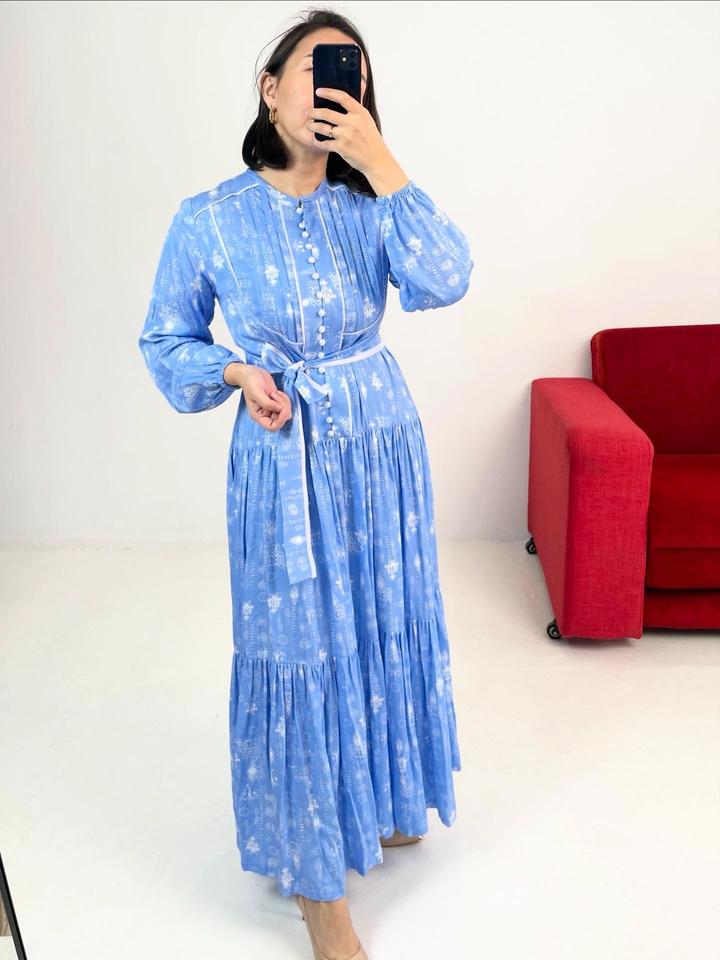 kelin look Голубое ярусное платье макси