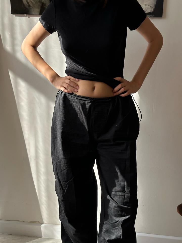 Stradivarius STR, Черные брюки с кулиской