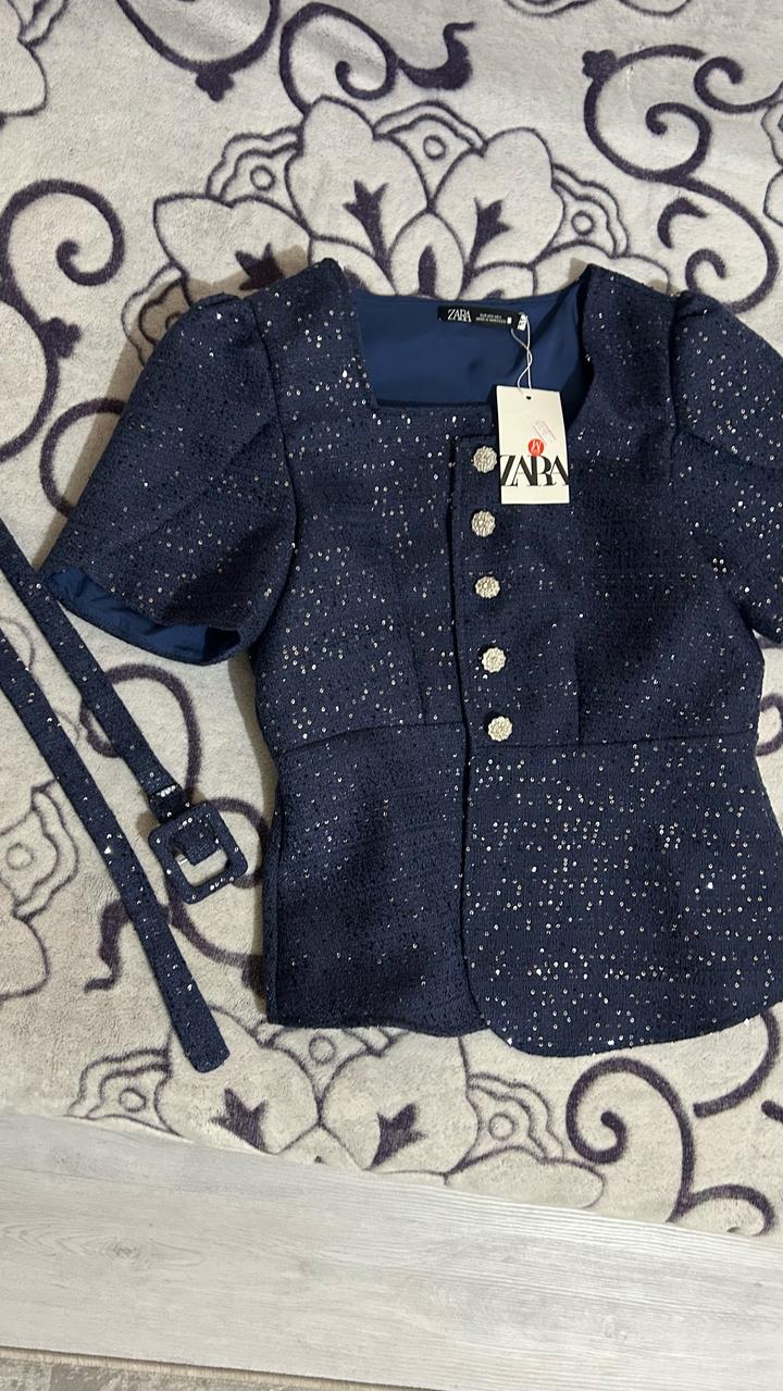 Твидовый жакет ZARA с пайетками