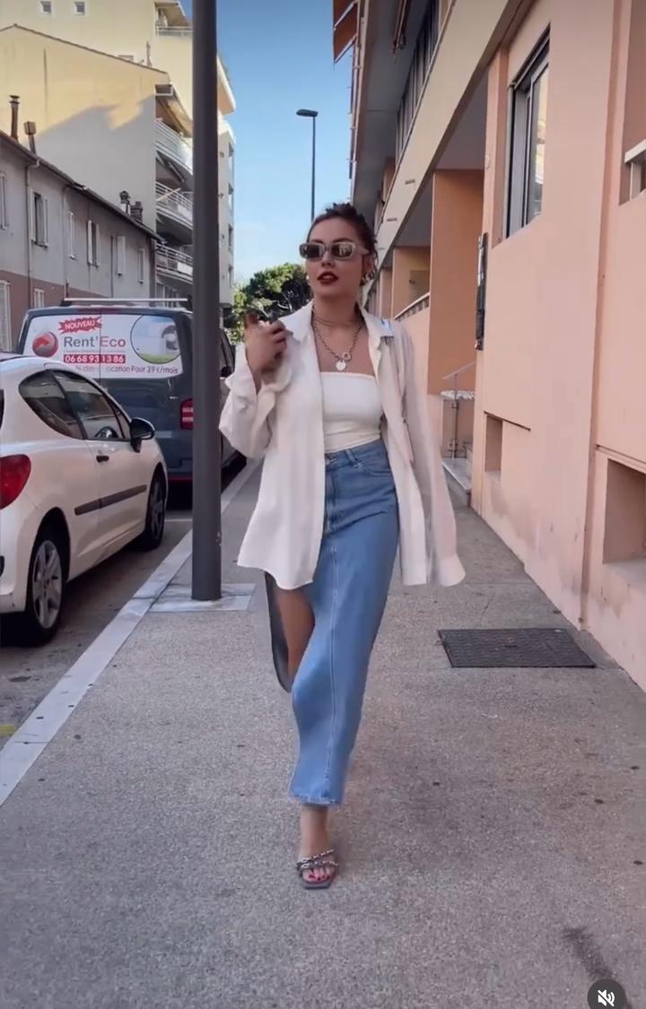 Bershka Джинсовая юбка миди с разрезом