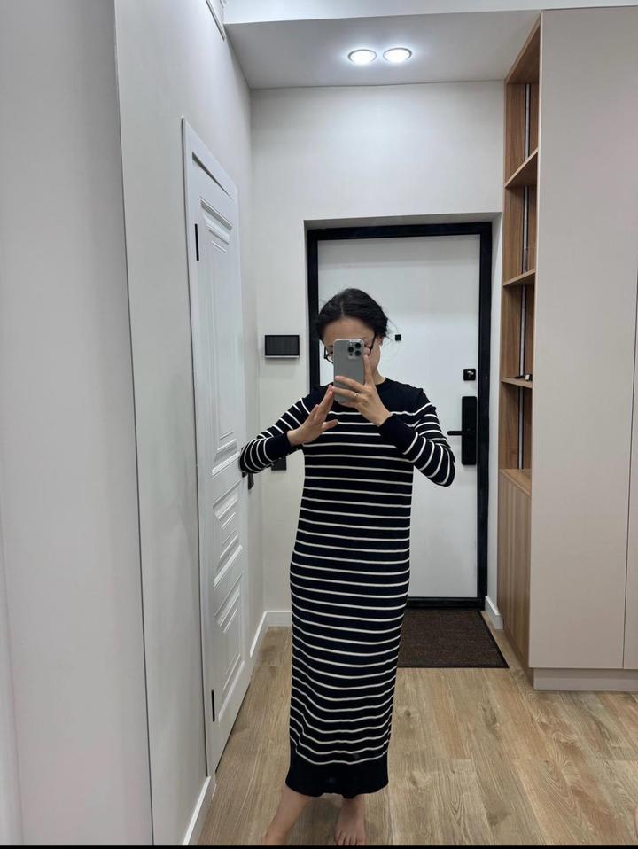 Трикотажное платье в полоску ZARA