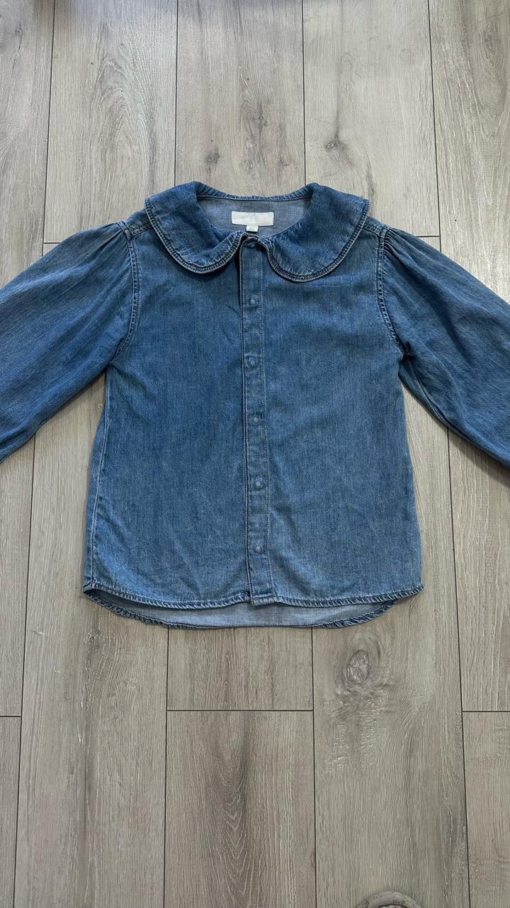 Легкая джинсовая рубашка с воротником и рукавами Zara