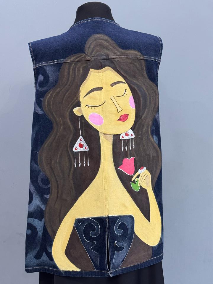 Handmade (ручная работа) Джинсовая жилетка с ручной росписью