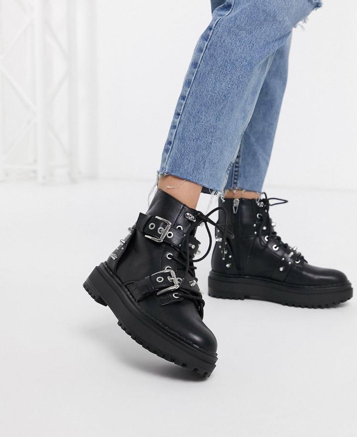 Bershka Ботинки с пряжками и заклепками