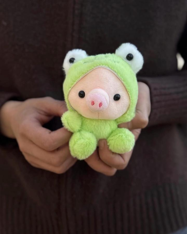 Мягкая игрушка свинка в костюме лягушки