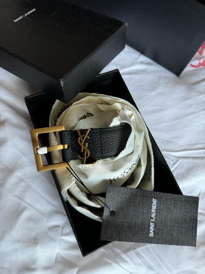 Yves Saint Laurent Ремень кожаный Cassandre 70 см