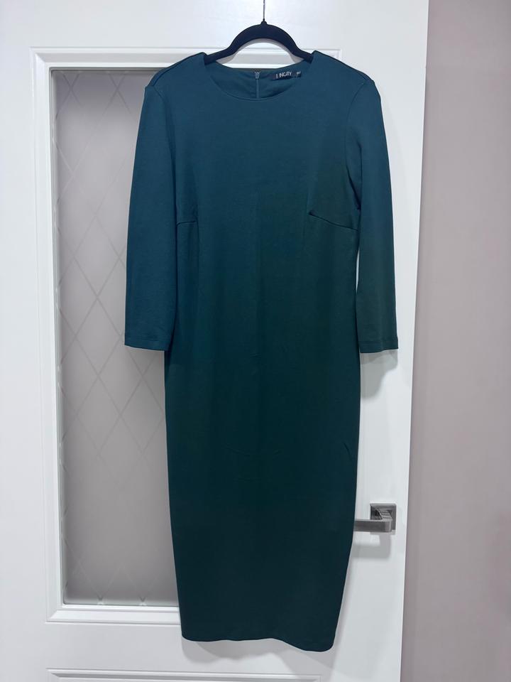 Платье трикотажное-футляр INCITY, темно-зеленое, S/M (44)