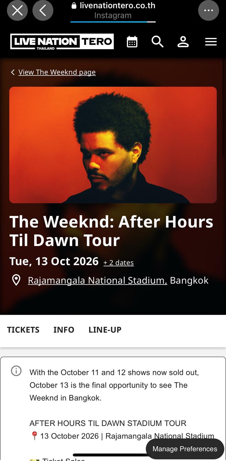 2 билета на концерт Уикенда (the weekend) в Бангкоке, 13 октября