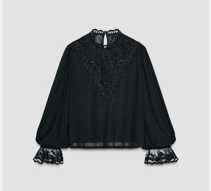 Блуза ZARA с кружевом и бисером