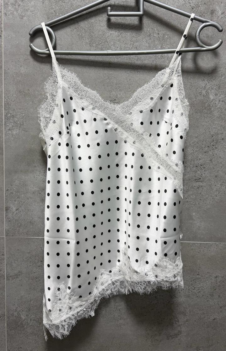Bershka Кружевная майка в горошек