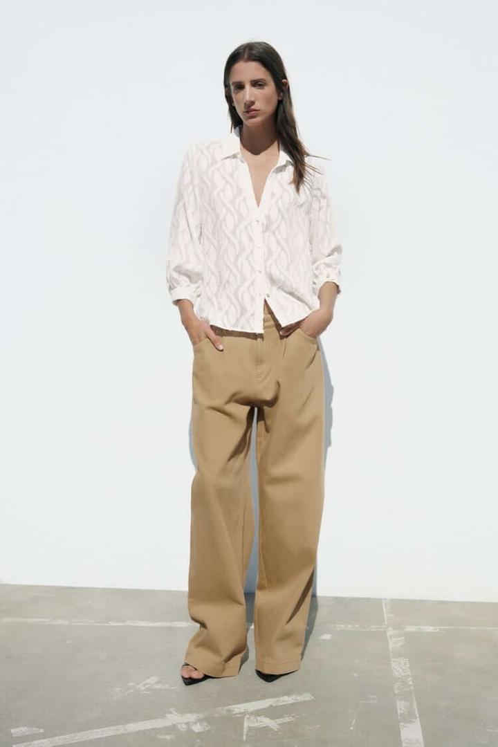 Джинсы ZARA Wide Leg, мягкий каштановый, размер M