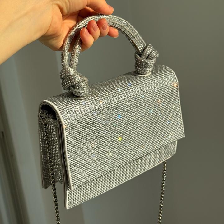 Сумка ZARA со стразами серебристая