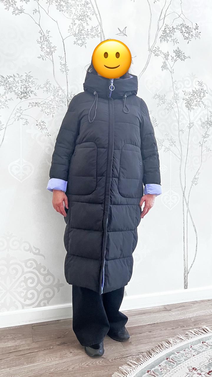 Пуховик длинный с капюшоном L