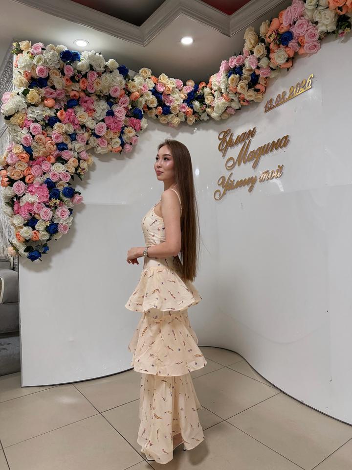 Ярусное длинное платье на бретелях