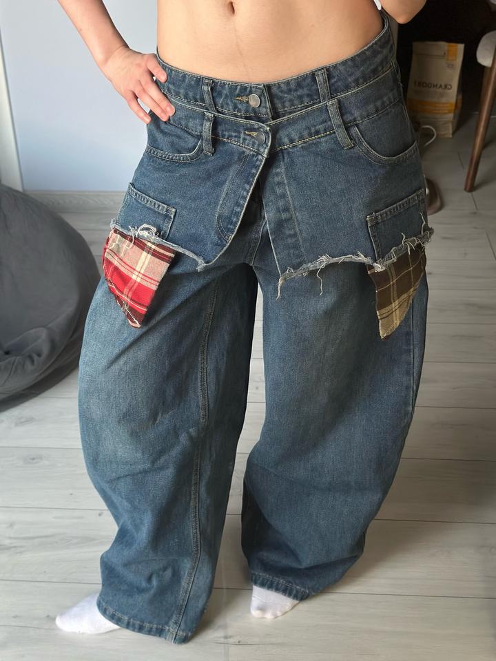 Широкие джинсы с необработанным краем baggy