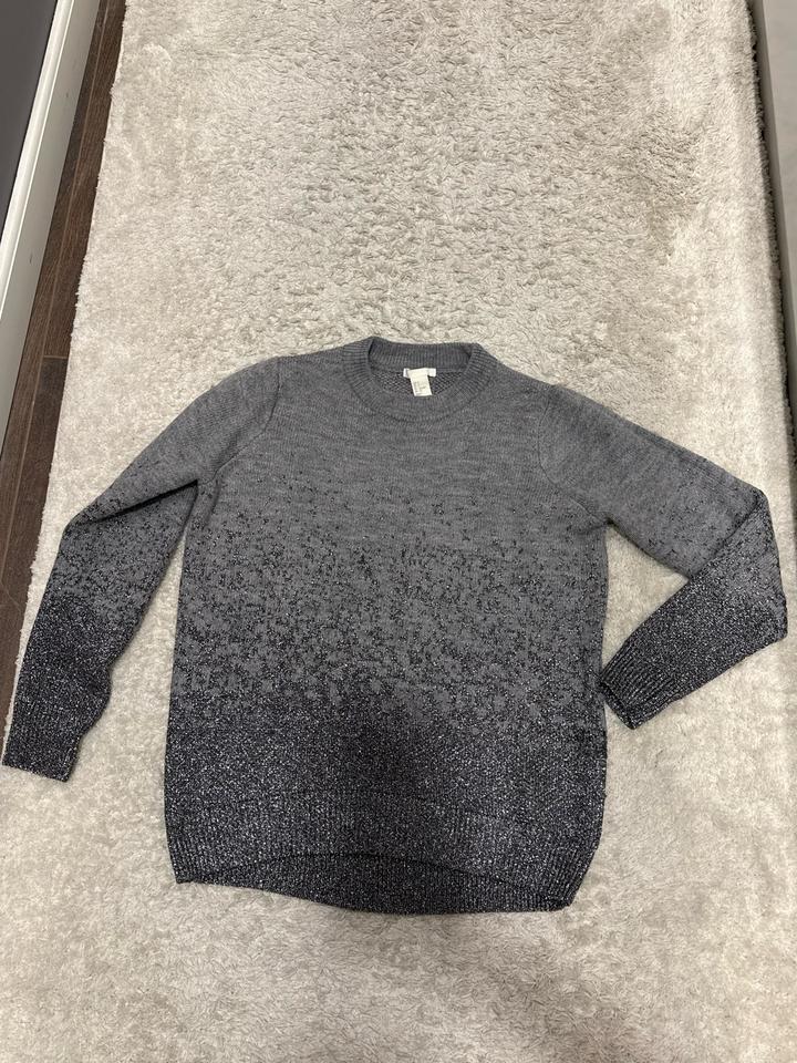 Джемпер H&M серый, омбре с блеском, теплый