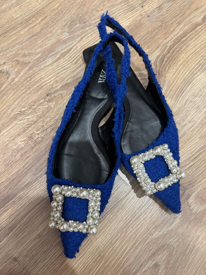 Zara слингбэки с жемчужной пряжкой